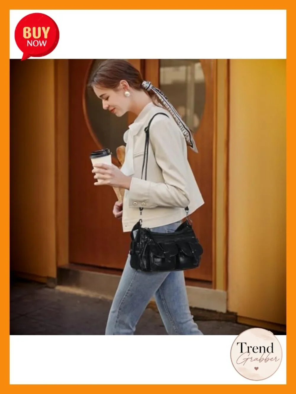 Hobo Crossbody Bag with Tassel Zipper Soft Vegan Leather Multi Pocket
